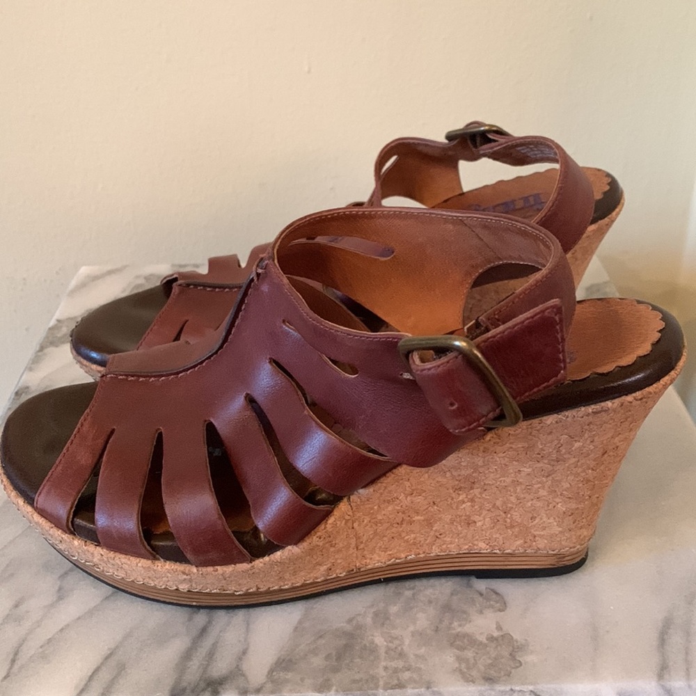 Indigo by Clarks brown cork wedges size 8